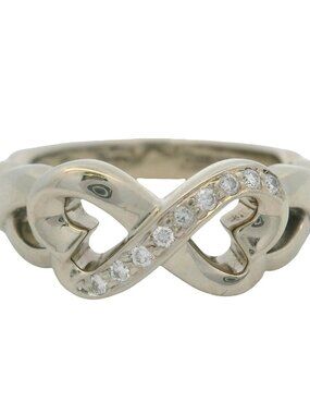 Retired Tiffany & Co Paloma Picasso 18kt Gold Diamond Heart Infinity Ring Size 6